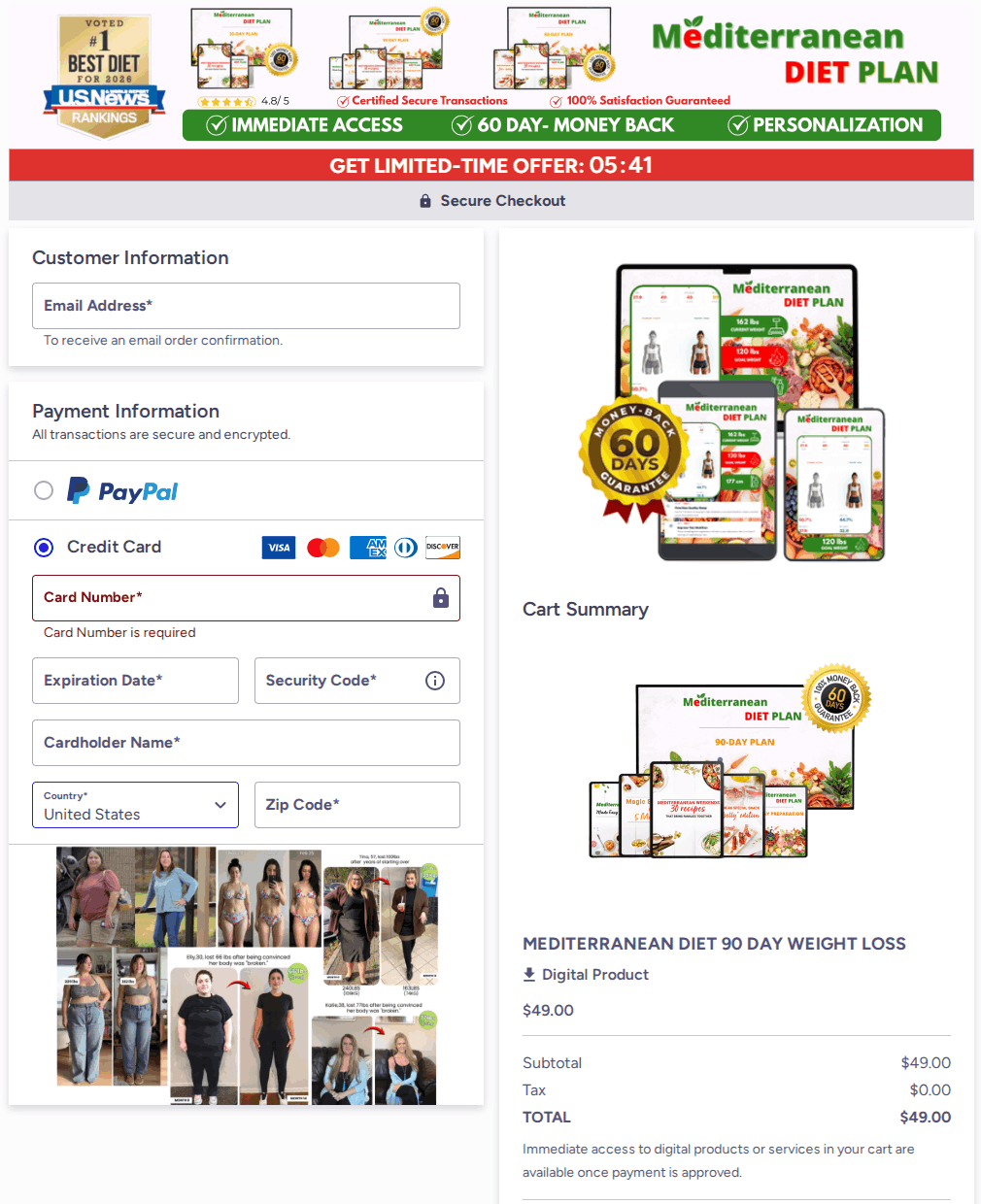 Mediterranean Diet Plan Checkout